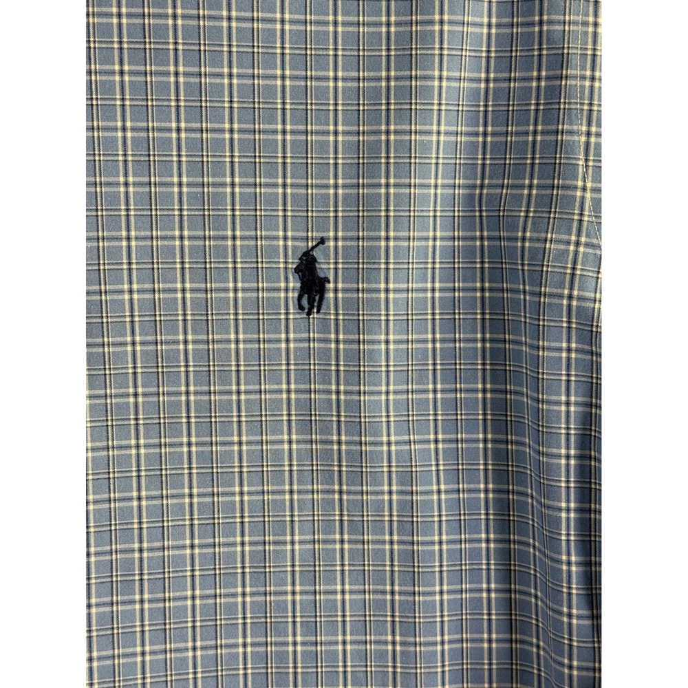 Ralph Lauren Mens Custom Fit Blue White Plaid Button Down Dress Shirt 17 - Picture 3 of 8